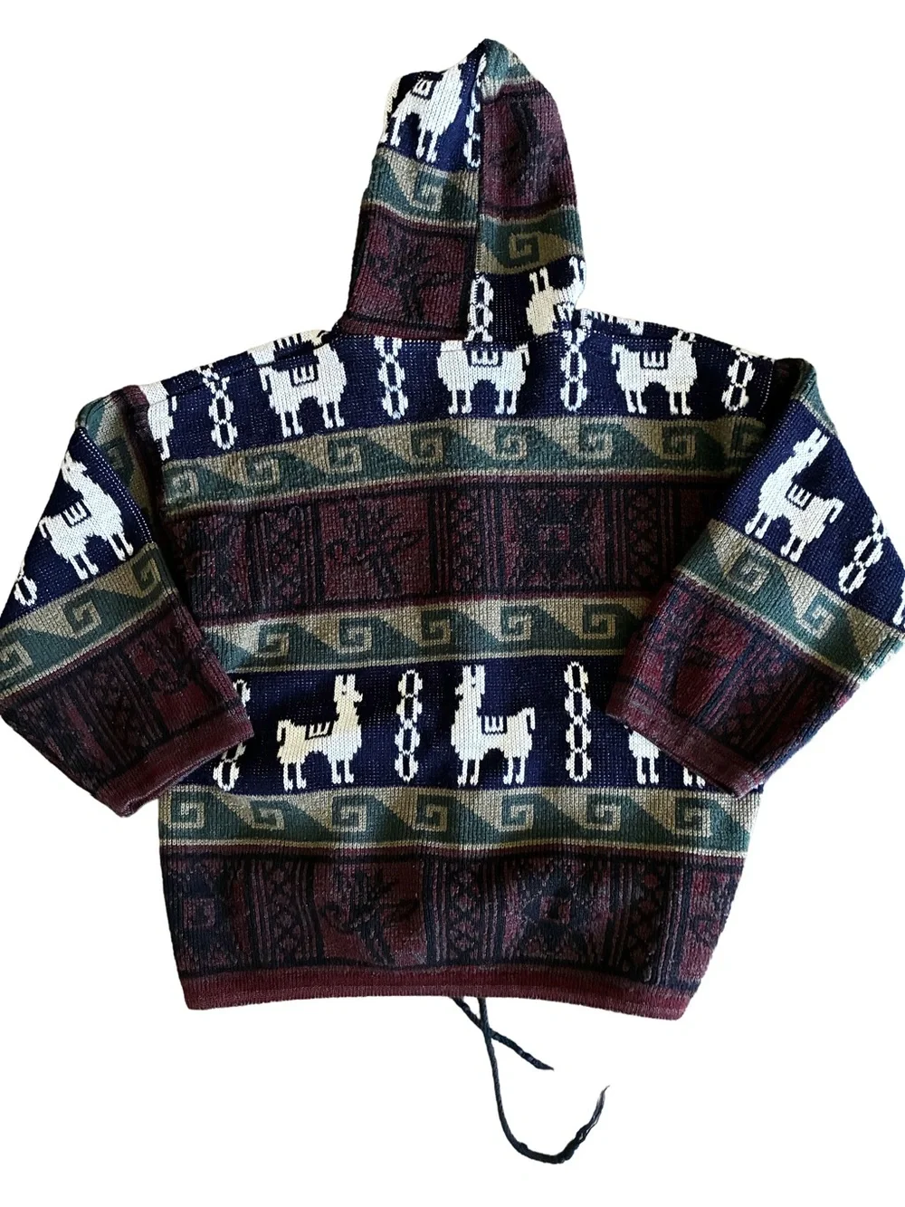 Vintage Rumiñahui Ecuadorian 100% Wool Llama Hooded Jacket XS/S 🦙🏔️